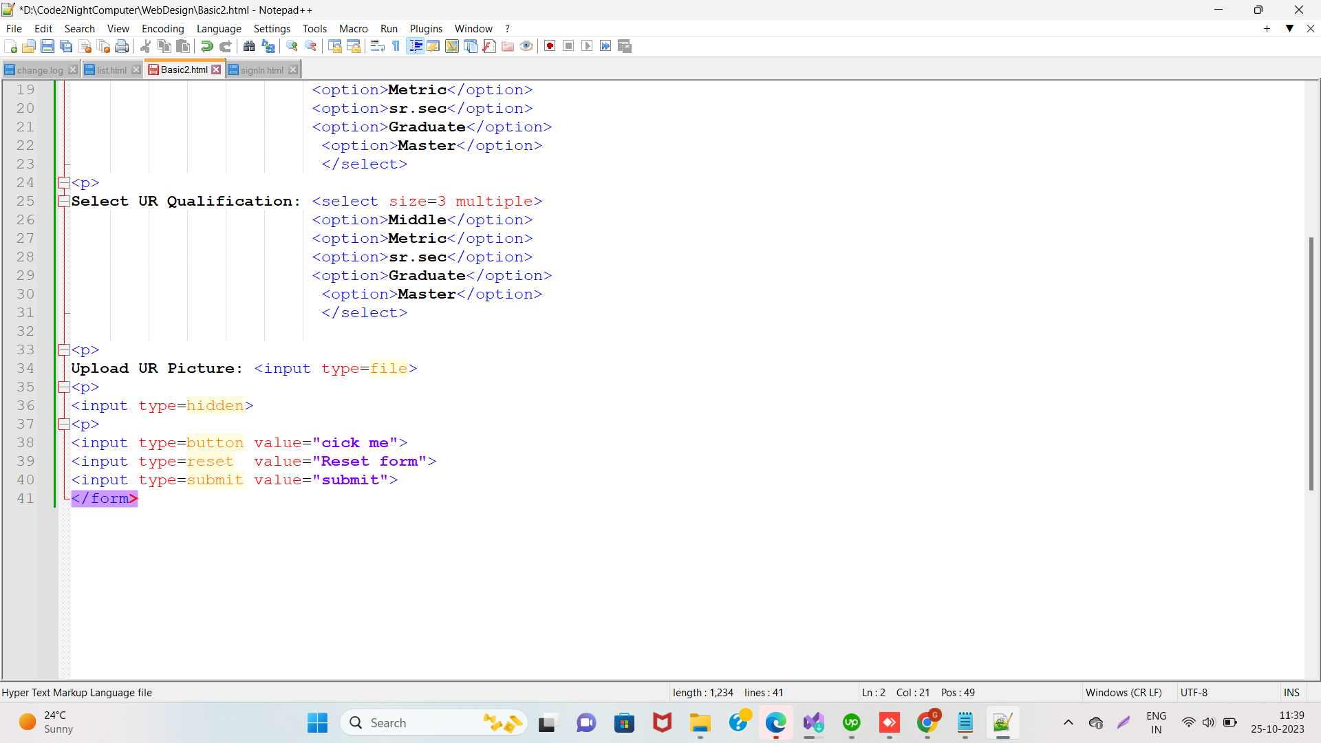 Registration Form In HTML | Code2night.com