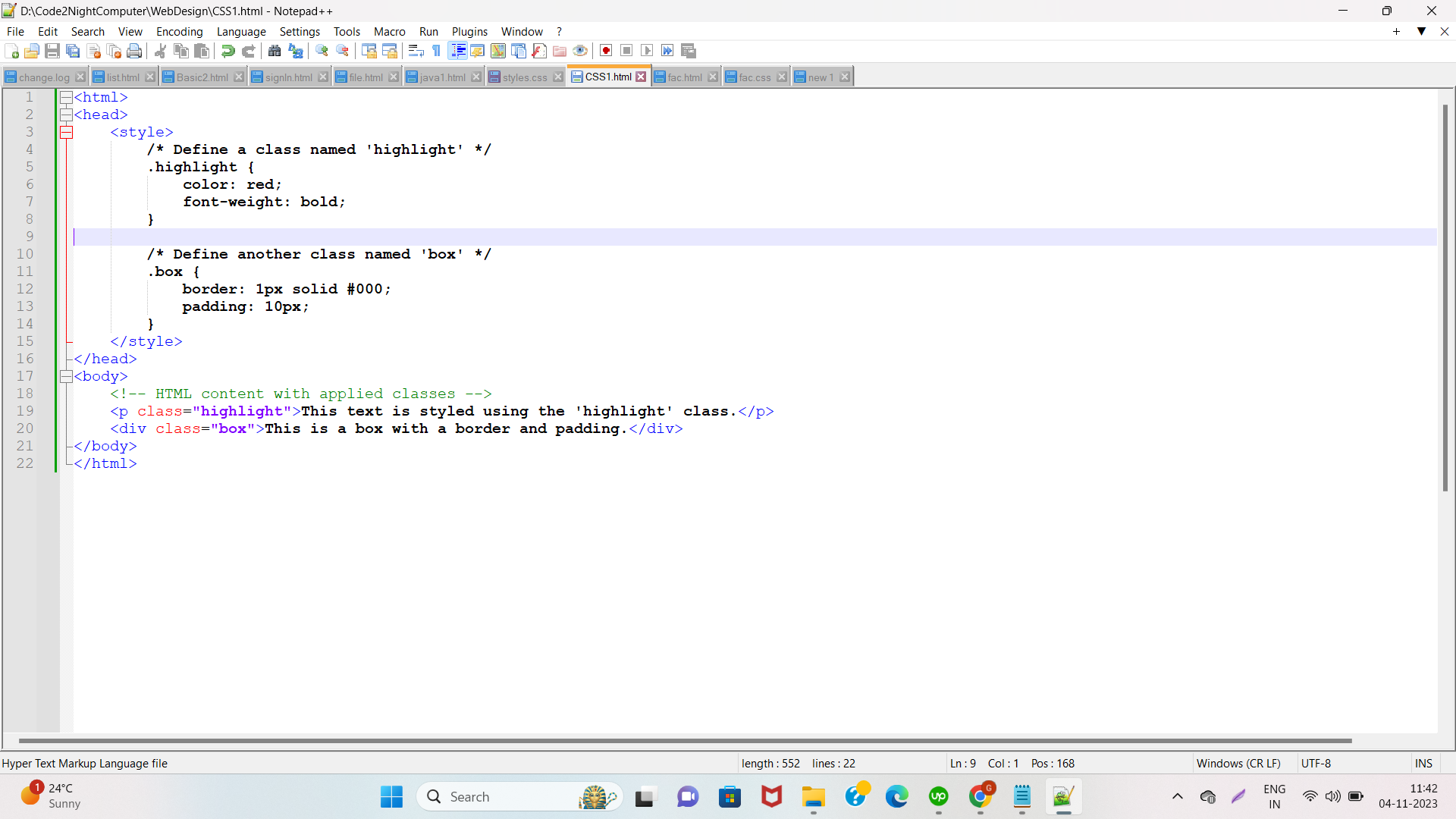 Chapter 2 CSS (define classes in css) | Code2night.com