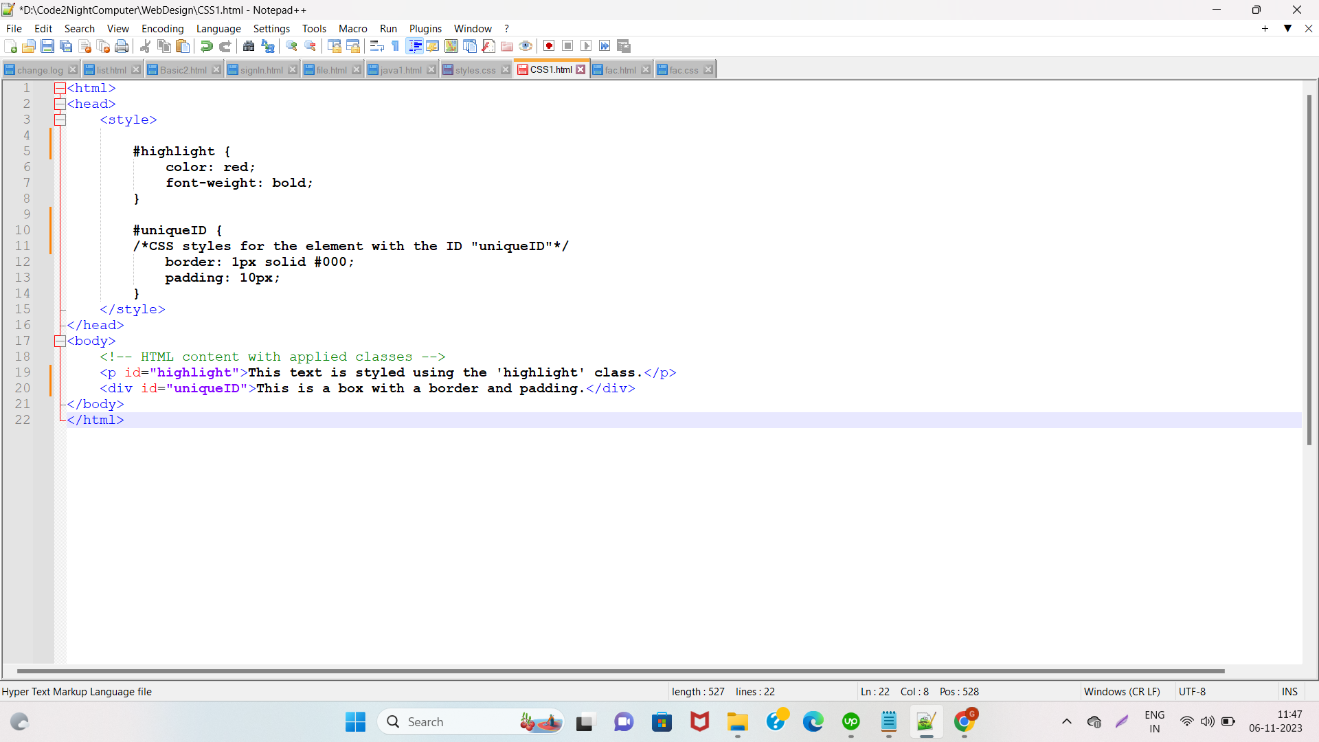 Chapter 3 CSS (Define ID in CSS) | Code2night.com