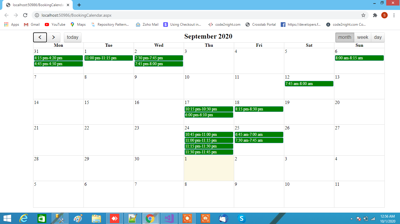 Jquery Full Calender